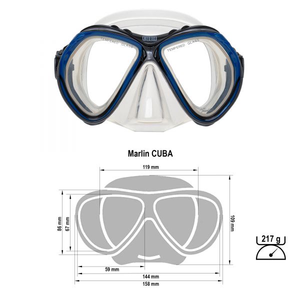 Marlin Cuba Blue/transparent Mask