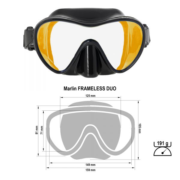 Marlin Frameless Duo Mask with enlightened lens Orange