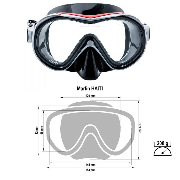 Marlin Haiti Red/Silver/Black Snorkeling Mask