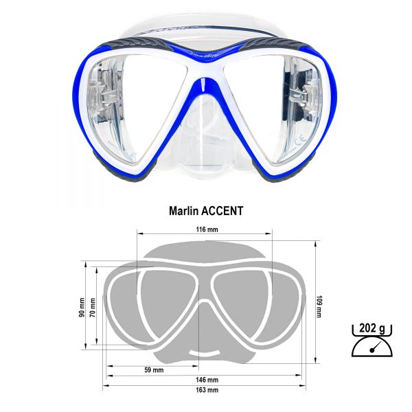 Marlin Accent Blue/white/transparent Mask