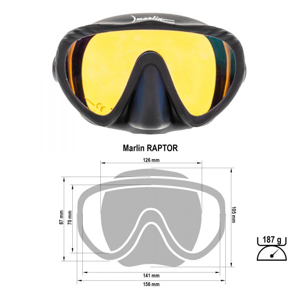 Marlin Raptor Mask Black with enlightened lens