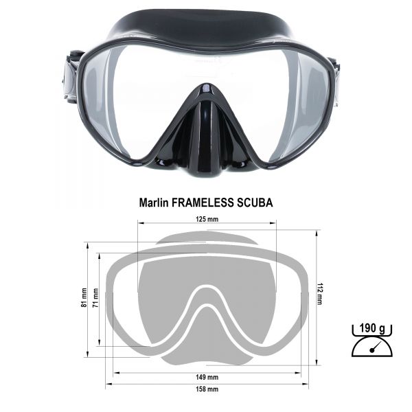 Marlin Frameless Scuba Black Mask
