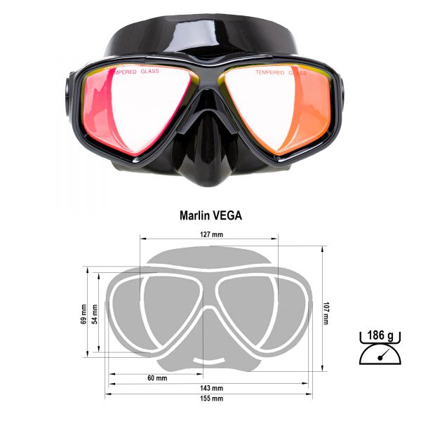 Marlin Vega Black Mask with enlightened lenses